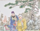 A Famille Rose Porcelain Plaque Table Screen with Figures in a Hardwood Stand. Late Qing Dynasty &ndash; Republic Period - 6