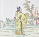 A Famille Rose Porcelain Plaque Table Screen with Figures in a Hardwood Stand. Late Qing Dynasty &ndash; Republic Period - 7