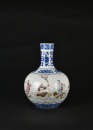 A Blue and White and Famille-Rose &ldquo;Eight Immortals&rdquo; Bottle Vase Apocryphal Qianlong Mark
