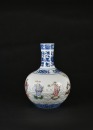 A Blue and White and Famille-Rose &ldquo;Eight Immortals&rdquo; Bottle Vase Apocryphal Qianlong Mark - 2