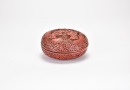 A Carved Cinnabar Lacquer Circular Covered Box with a Gathering of Scholars. Qing Dynasty - 2