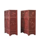 A Pair of Finely Carved Red-Lacquer Cabinets with Figural and Auspicious Motifs. Late Qing Dynasty - 2