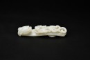 A Fine White Jade Belt Hook Carved with a Chilong. Qianlong&ndash;Jiaqing Period