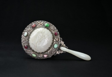 A Silver-Mounted White Jade Hand Mirror
