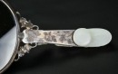 A Silver-Mounted White Jade Hand Mirror with Figural Landscape - 3