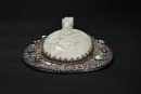 A Silver-Mounted White Jade Hand Mirror with Figural Landscape - 8