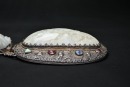 A Silver-Mounted White Jade Hand Mirror with Figural Landscape - 9
