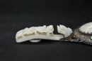 A Silver-Mounted White Jade Hand Mirror with Figural Landscape - 10