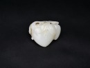 A White Jade Double Peach Group with a Bat. Qianlong Period - 2