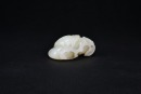 A White Jade Double Peach Group with a Bat. Qianlong Period - 3