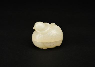 A White Jade Quail Covered Box. Qianlong Period