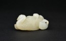 A White Jade Carving of a Mandarin Duck with Two Ducklings. Qianlong Period - 5