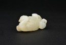 A White Jade Carving of a Mandarin Duck with Two Ducklings. Qianlong Period - 6