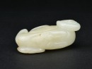 A White Jade Carving of a Mandarin Duck with Two Ducklings. Qianlong Period - 8