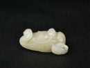 A White Jade Carving of a Mandarin Duck with Two Ducklings. Qianlong Period - 9