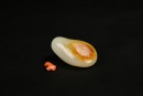 A Late Qing Hetian White Jade Snuff Bottle with Russet Skin - 4