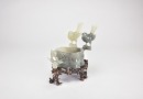 A Black And White Jade &ldquo;Magpies And Prunus&rdquo; Brush Washer - 2