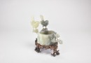 A Black And White Jade &ldquo;Magpies And Prunus&rdquo; Brush Washer - 3