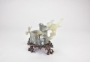 A Black And White Jade &ldquo;Magpies And Prunus&rdquo; Brush Washer - 6