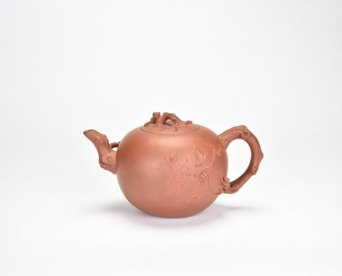 A Yixing Stoneware &lsquo;Squirrel and Grape&rsquo; Teapot