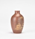 A Yixing Zisha Slip-Decorated Landscape Snuff Bottle,Qianlong Mark - 2
