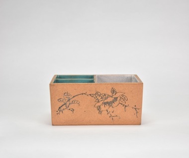 A Yixing Zisha &lsquo;Flowers And Calligraphy&rsquo; Three-Compartment Scholar&rsquo;s Box