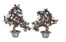 A Pair of Gemstone Peach Trees in Cloisonn&eacute; Planters. Late Qing Dynasty&ndash;Republic Period