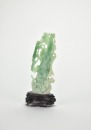 A Carved Jadeite &lsquo;Melons,Cicada and Snail&rsquo; Figure with Wood Stand. - 5
