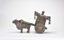 A Silver Alloy and Hardstone-Inlaid Ceremonial Ox Cart Late Qing Dynasty to Republic Period