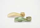 A Group of Two Carved Jade Zoomorphic Belt Hook