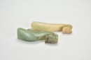 A Group of Two Carved Jade Zoomorphic Belt Hook - 3