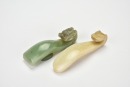 A Group of Two Carved Jade Zoomorphic Belt Hook - 4