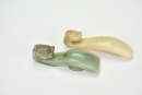 A Group of Two Carved Jade Zoomorphic Belt Hook - 5