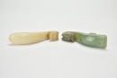 A Group of Two Carved Jade Zoomorphic Belt Hook - 7