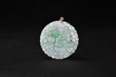 An Icy Jadeite Pendant Carved with Han Zhongli Pendant
