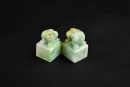 A Pair of Jadeite Mythical Beast Seals. Late Qing Dynasty / Republic Period - 2