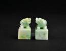 A Pair of Jadeite Mythical Beast Seals. Late Qing Dynasty / Republic Period - 3
