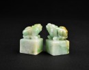 A Pair of Jadeite Mythical Beast Seals. Late Qing Dynasty / Republic Period - 4