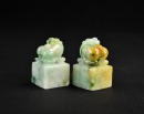 A Pair of Jadeite Mythical Beast Seals. Late Qing Dynasty / Republic Period - 5