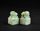 A Pair of Jadeite Mythical Beast Seals. Late Qing Dynasty / Republic Period - 7
