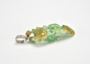 A Carved Jadeite Dragon Pendant with Russet and Emerald Inclusions - 3