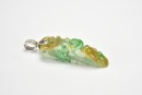 A Carved Jadeite Dragon Pendant with Russet and Emerald Inclusions - 4