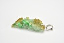 A Carved Jadeite Dragon Pendant with Russet and Emerald Inclusions - 6