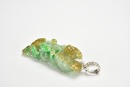 A Carved Jadeite Dragon Pendant with Russet and Emerald Inclusions - 7