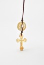 A Honey Jadeite Cross Pendant Suspended from a White Jadeite Bi Disc - 2