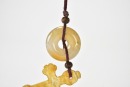A Honey Jadeite Cross Pendant Suspended from a White Jadeite Bi Disc - 7
