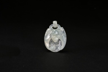 An Icy Jadeite &lsquo;Bat and Longevity&rsquo; Pendant