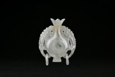 A White Icy Jadeite &lsquo;Double Fish and Vase&rsquo; Pendant