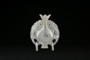 A White Icy Jadeite &lsquo;Double Fish and Vase&rsquo; Pendant