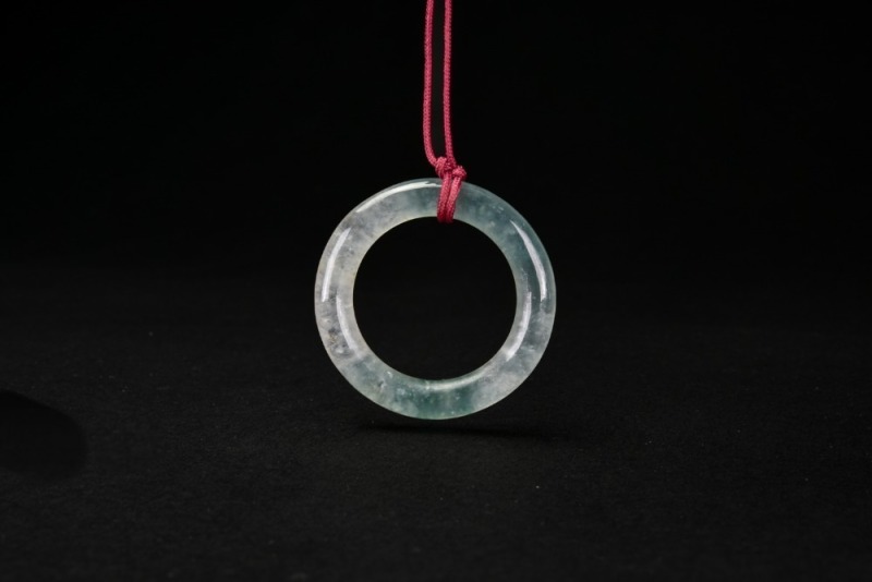 A White Icy Jadeite &lsquo;Bi&rsquo; Pendant